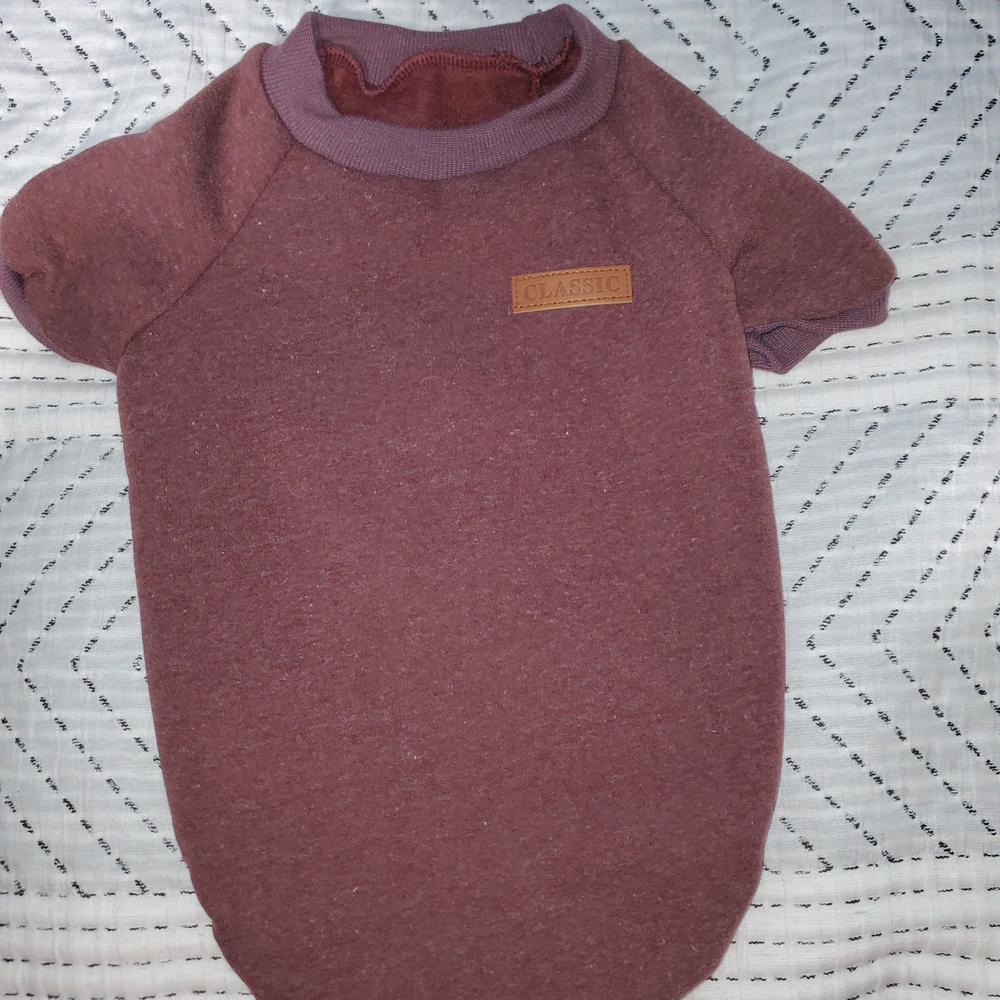 Small Dog Sweatshirt Mauve Fleece Pet Sweater Classic Patch Pullover